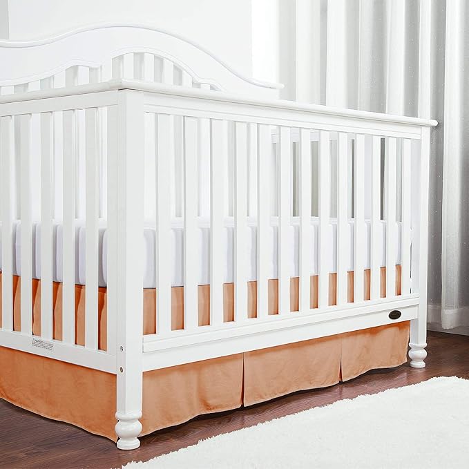 Box Pleated Mini Crib Bed Skirt Premium 100% Cotton 800 Thread Count Nursery Crib Toddler Bedding Crib Bedskirt for Baby Boys or Baby Girls, (24" x 38") + 10" Drop Lenght - Blush Solid