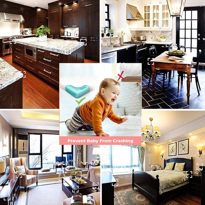 Food-Graded Silicone Corner Protectors, Baby Proofing Table Edge Guards, Pre-Tapep Adhesive Kids Safety Proof, Cabinets Fireplace Furniture Bumpers (4, Coffee)