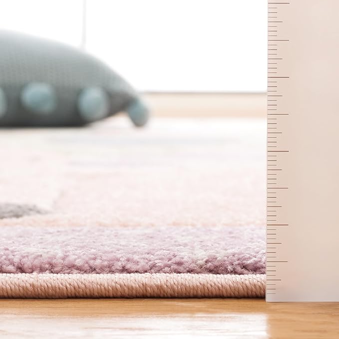 SAFAVIEH Carousel Kids Collection Area Rug - 4' x 6', Blush Pink, Animal Design, Ideal for High Traffic Area for Boys & Girls in Playroom, Nursery, Bedroom (CRK120U-4)