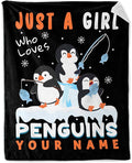 Custom Penguin Blanket for Kids - 30" x 40" Inches Cute Throw Blanket Gifts for Girls Boys - Black Soft Warm Throws for Sofa, Lap & Office