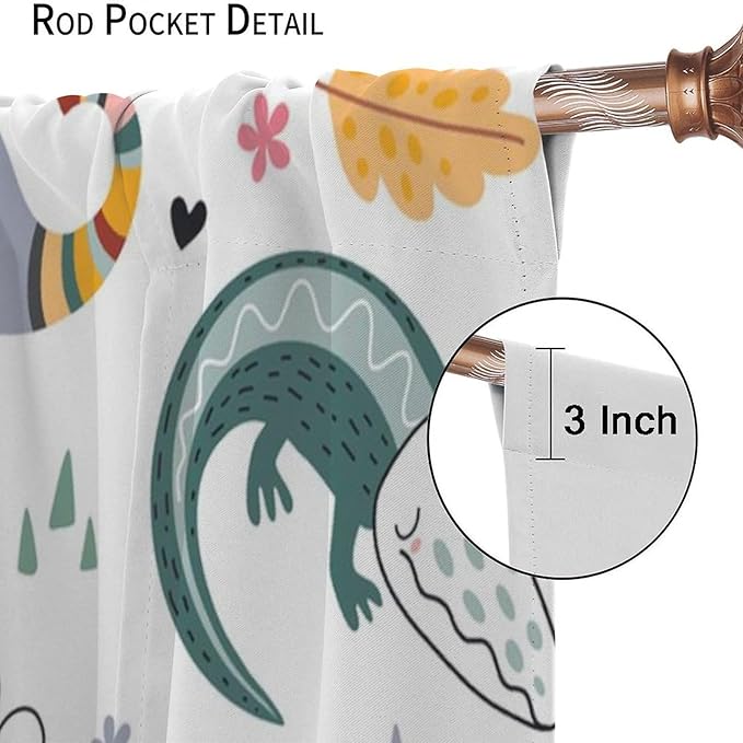 YCness Cartoon Forest Animals Curtains, Woodland Woodland Wild Giraffe Zebra Lion Hippopotamus Window Treatments for Kids Bedroom Living Room Home Nursery Drapes, 42x63 Inch