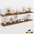 Fun Memories Walnut Deep Floating Shelves, 72 x 12 Inch Long Wall Shelves, Large Display Shelf & Storage Shelf, Wood Floating Wall Shelves for Fireplace Mantel, Living Room, Home Office - Set of 2