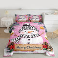 Feelyou Merry Christmas Bedding Set Soft for Boys Girls, Cute Snowman Comforter Set Queen Size Snowflake Duvet Quilt Microfiber Winter Bedroom Decor 3 Pcs with 2 Pillow Cases