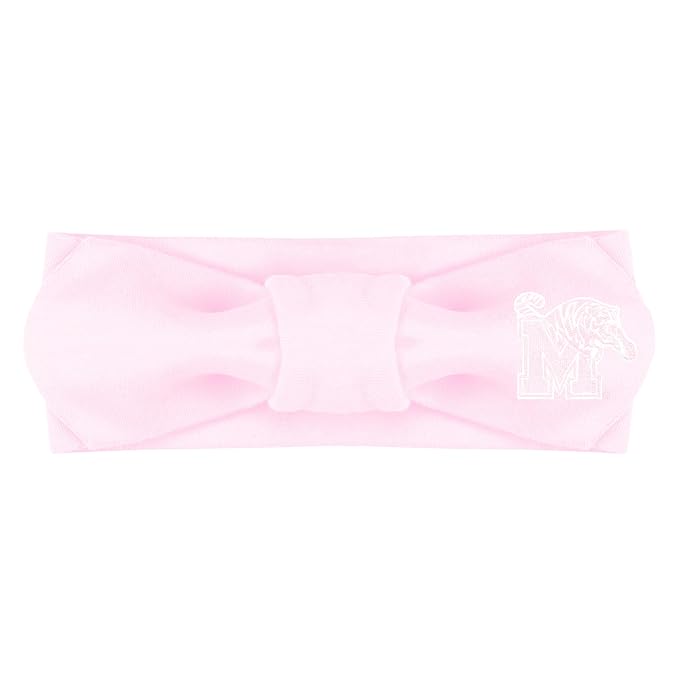 Creative Knitwear Memphis Tigers Infant Girls Pink Solid Hair Knot Headband Embroidered Logo - Size Newborn - 4T