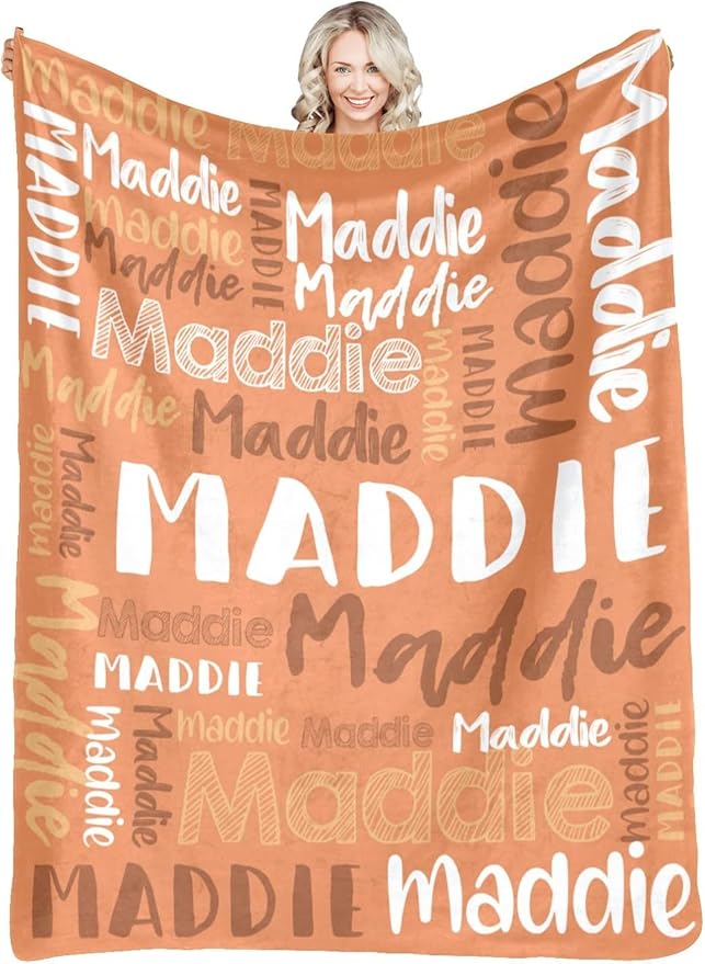 Dr.TOUGH Personalized Blankets with Name Customized Baby Blankets for Girls Boys Adults Monogrammed Blankets and Throws Christmas Birthday Mothers Fathers Valentines Day Gift (Dark-Orange, 40''×50'')