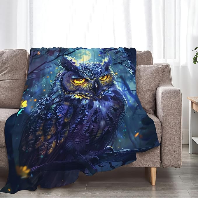 Tijuboni Owl Throw Blanket Owl Gifts for Girls Boys Women Men Kids Adults Soft Flannel Fleece Blanket for Couch Sofa Bed Home Decor 40"x50"
