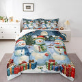 jejeloiu Kids Snowman Comforter Set Twin Size Countryside Christmas Theme Bedding Set for Boys Girls Teens Xmas Tree Snowflake Winter Happy New Year Duvet Quilt Room Decor