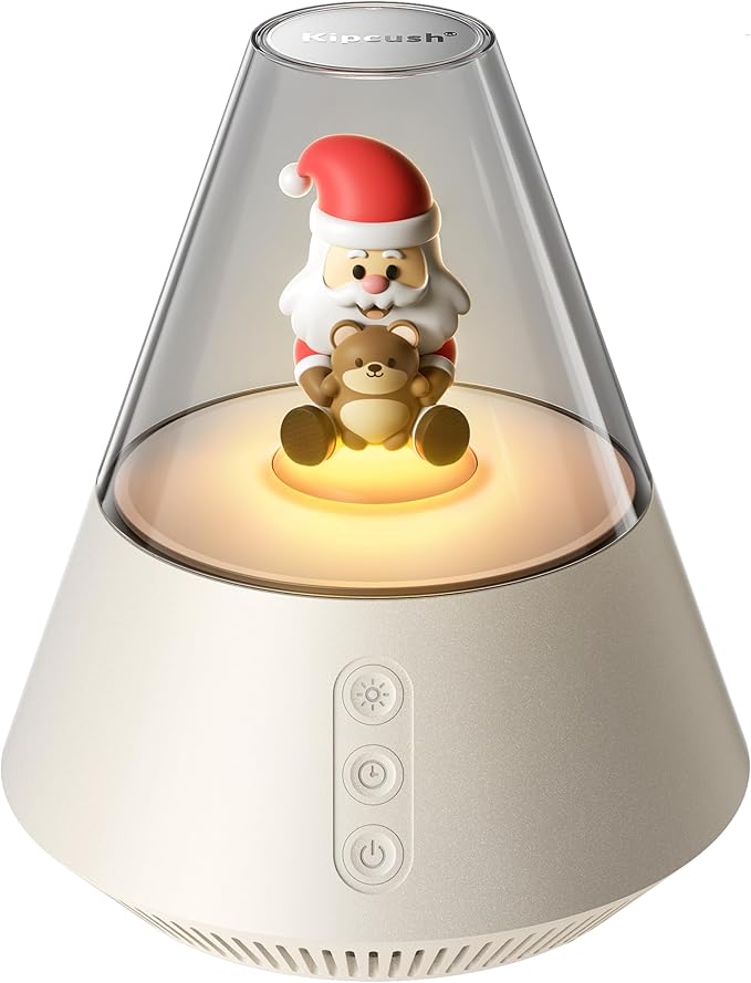 Kipcush White Noise Machine with Santa & Bear Christmas Decor, Warm & Cool Night Light, Auto MemoryTimer, 30 Soothing Sounds for Bedroom, Living Room