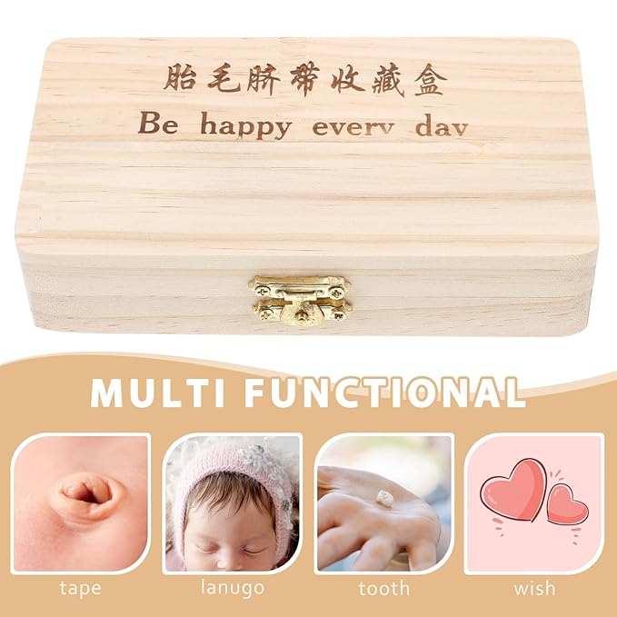 Multipurpose Keepsake Box for Large Wooden Organizer with Bottles for Lanugo Umbilical Cord First Hair Storage Memory Case Girl Boy Newborn Souvenir Holder