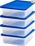 HOMZ 4-Pack Snaplock, Small Clear Plastic Storage Organizer Bins w/Lids, 28 Quart, Blue - Stackable Container Boxes for Bedroom, Bathroom, Garage, and Office Organization