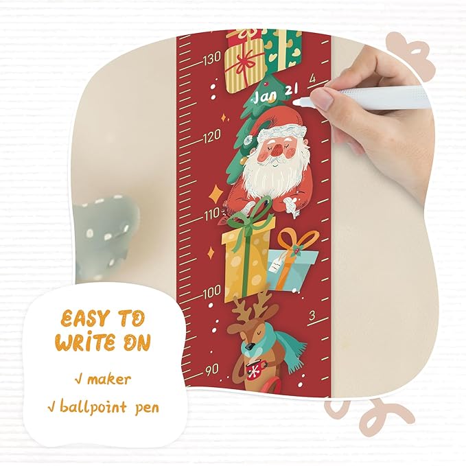 Personalized Name Child Height Wall Chart, Baby Height Growth Chart Wall, Height Chart for Wall Room Wall Decor（Santa Claus Gifts）