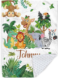 Personalized Baby Blanket with Name, Customized Blanket for Newborn Boys Girls, Woodland Animals Flannel Baby Name Blanket with Dotted Backing, Receiving Swaddle, Gifts for New Parents(60"x80)