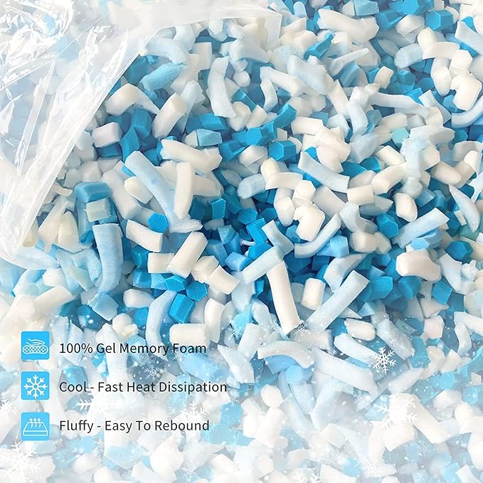 5LBS Shredded Memory Foam Filling Bean Bag Filler, Added Gel Particles Comfortable and Soft,Very Suitable for Filling Bean Bags, Pillows,Dog beds, Couch Cushion