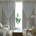 Kinryb Kids Star Cutout Curtains for Bedroom/Living Room/Classroom,2 Free Tiebacks Sheer Overlay 2 Panel Set, Double Layer Curtains for Kids Room(Each Piece W70xL72 Inches 2 Pcs Greyish White)