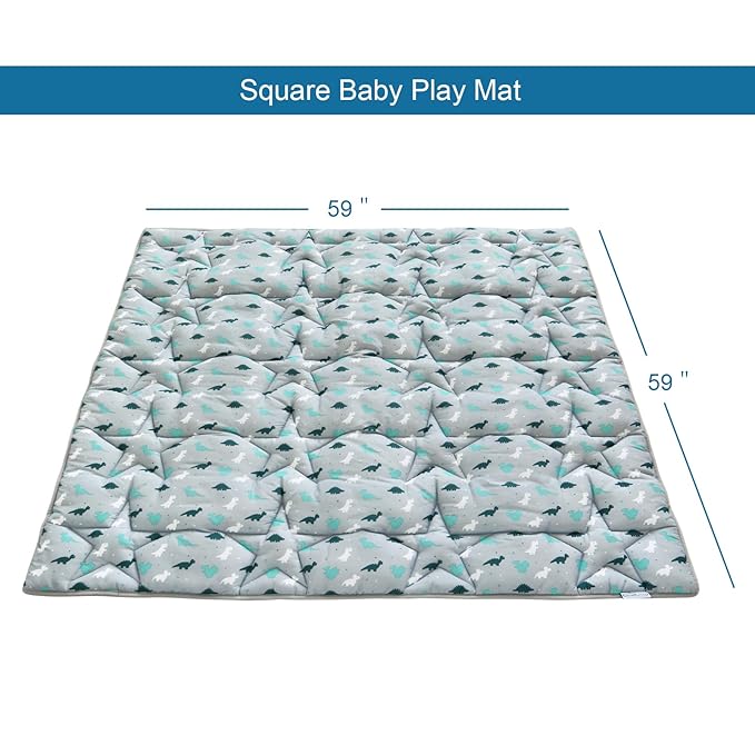 SPRINGSPIRIT Baby Play Mat, 59x59 Infant Play Mat for Playpen, Thicken Baby Mat for Floor, Non-Slip Washable Playmat for Babies, Toddlers, Grey