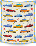 Throw Blanket Gift for Boys - 30" x 40" Inches Soft Cozy Car Blanket for Lap, Couch, Office - Blue Cartoon Throw for Girls Kids