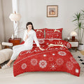 Merry Christmas Kids Comforter Set King Size,Deer Animal Silhouette Bedding,Girls Boys Adults Bedroom/Xmas Cabin Decor,Snowflake Dot Graffiti Down Comforter,Red Romantic Duvet Insert,2 Pillowcases