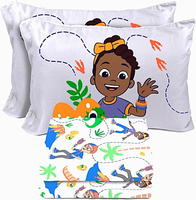 Sunny Side Up Kids Sheet Set Includes Sheets and Pillow Cover - 100% Microfiber Bedding and Room Decor, Gray - Blippi, 4 Piece Full
