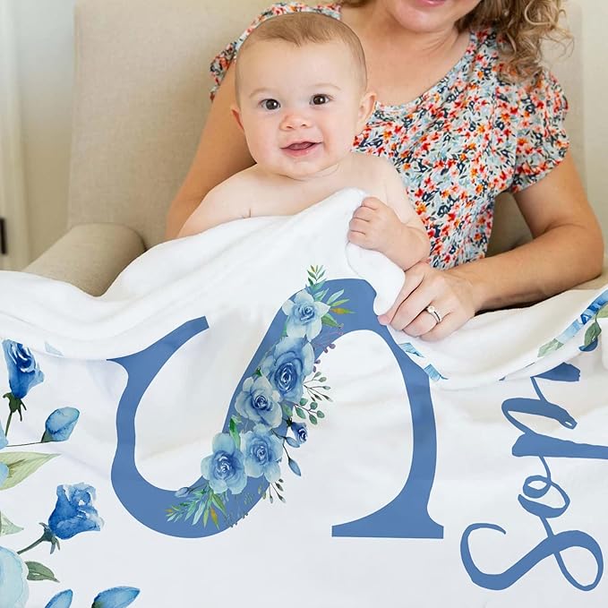 Ships Next Day, Personalized Baby Blankets, Custom Baby Blanket with Name for Girls,Gift for Chrismas Birthday Memorial Day, Customized Flannel Blanket for Kids Adults 30"X40"