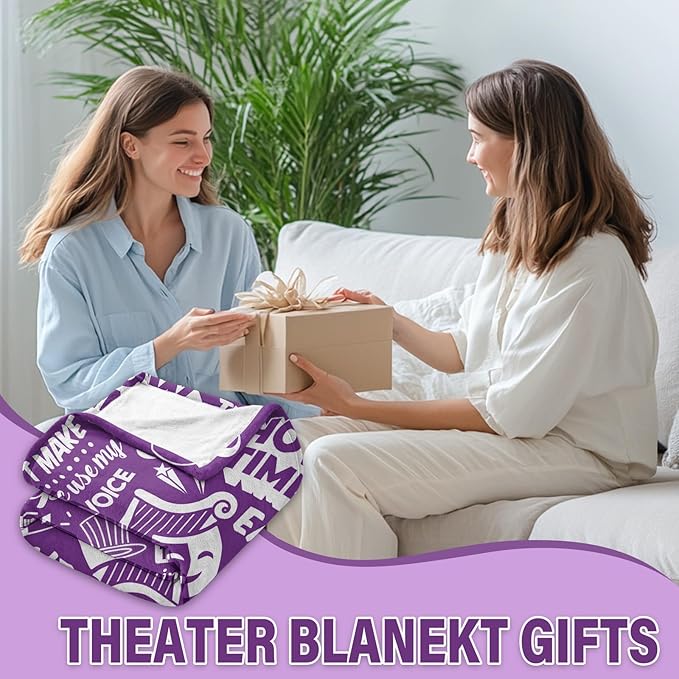Theater Gifts for Christmas, Theater Blanket for Girls Women, Musical Theatre Gifts for Theatre Lovers, Birthday Gifts for Musical Lovers, Flannel Music Throw Blanket 50x60 in