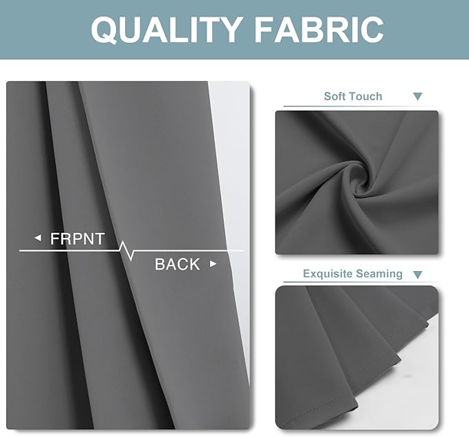 ChrisDowa Small Window Curtains 24 inches Long for Bedroom - Grommet Short Thermal Insulated Room Darkening Curtains for Kitchen (2 Panels, Grey, 36 x 24 Inch)
