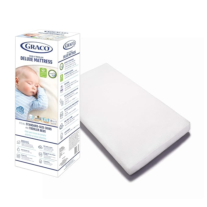 Graco Theo Crib and Mattress Nursery Essentials Pack (White) – GREENGUARD Gold Certified Baby Crib & Crib Mattress, Cribs with Mattress Included, Convertible Crib, Baby Mattresses for Crib