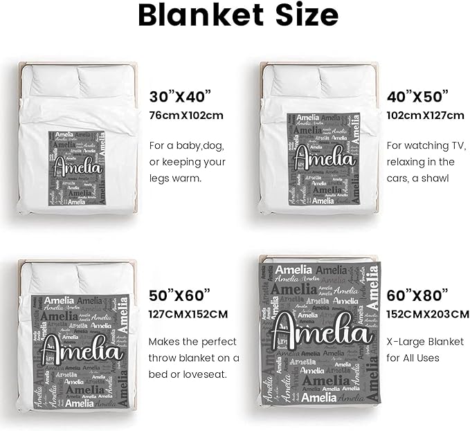 Dr.TOUGH Personalized Blanket for Adult Kids with Name Customized Blankets Personalized Throw Blanket for Christmas Birthday Gifts