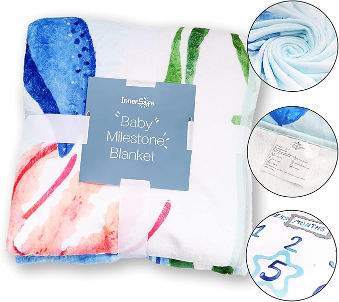 Baby Milestone Blanket| Original Design Baby Monthly Milestone Blanket Boy Girl|Baby Photography Props Blanket| 60'x40' Ocean World
