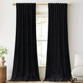 StangH Black Living Room Curtains 105 inches Long Soft Velvet Light Blocking Thermal Insulated Window Drapes for Bedroom Heavy Privacy Panels for Theater, W52 x L105, 2 Panels