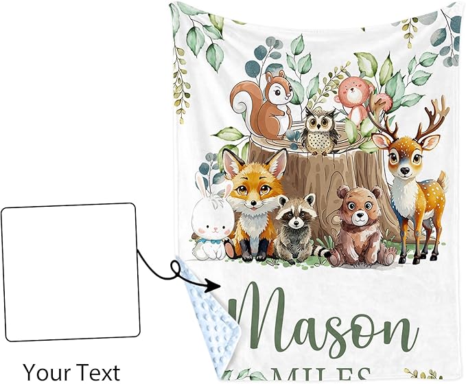Personalized Baby Blanket with Name – Animal Theme Soft Receiving Blanket for Newborn Boys Girls, Custom, Cozy Nursery Decor for Toddlers