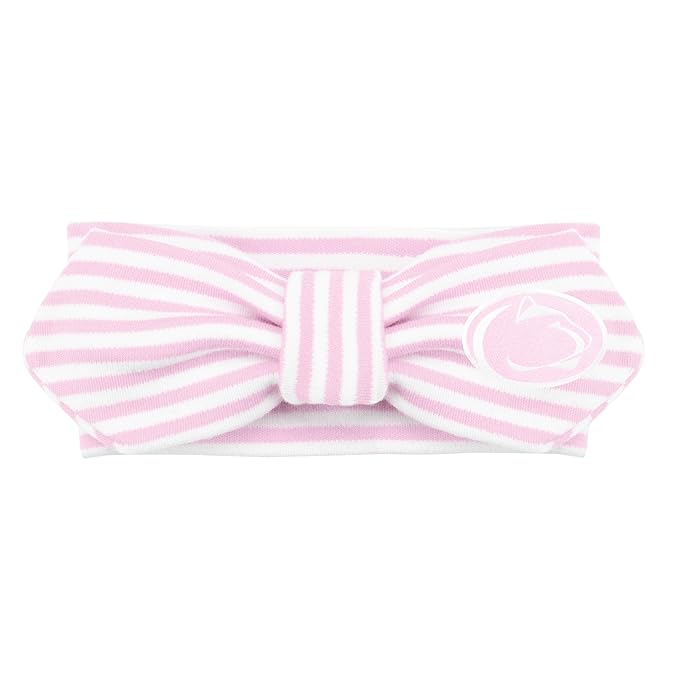 Creative Knitwear Penn State Nittany Lions Infant Girls Pink/White Striped Hair Knot Headband Embroidered Logo - Size Newborn - 4T