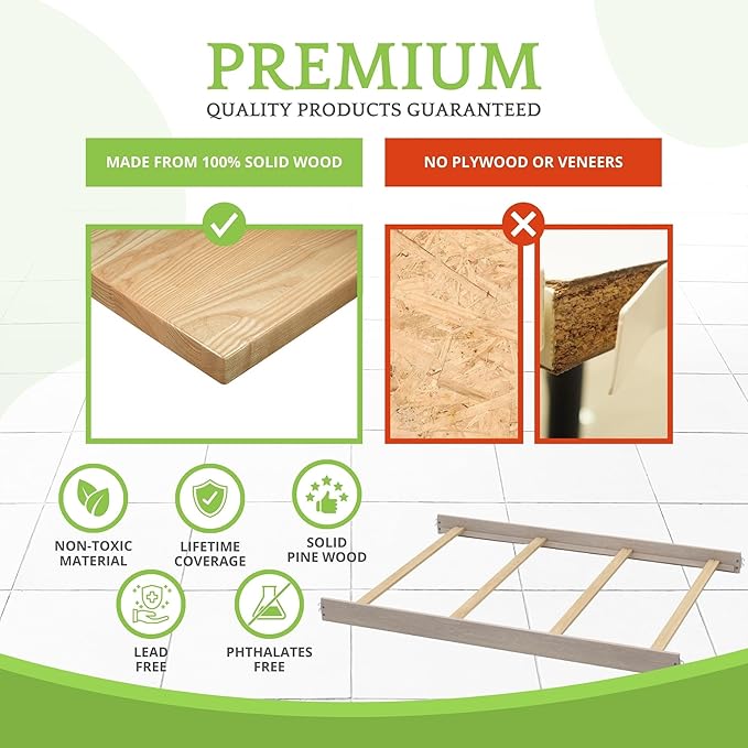 Full-Size Conversion Kit Bed Rails for Evolur Cribs - Solid Wood Crib Convertible Kit to Kids Bed - Transitional Style Rails & Easy-to-Install Child Essentials for Safety (Windsor Oak Grey)