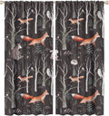 Rustic Forest Curtain, Woodland Country Hunting Animal Deer Fox Wildlife Bear Farmhouse Lodge Cabin Blackout Rod Pocket Windows Door Curtain for Bedroom Living Room Home Decor 55x63in
