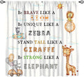 Cartoon Animals Curtains, Cute Jungle Animal Zebra Elephant Lion Giraffe Blackout Window Treatments, Rod Pocket Thermal Insulated Drapes 2 Panel Sets for Kids Bedroom Nursery Classroom, 72"W X 63"L