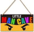 Little Man Cave, Ninja Wooden Door Sign for Boys Room Decor, Boys Decorations for Men Teenager Bedroom Nursery Playroom Wall Art - 6"x12" -A01