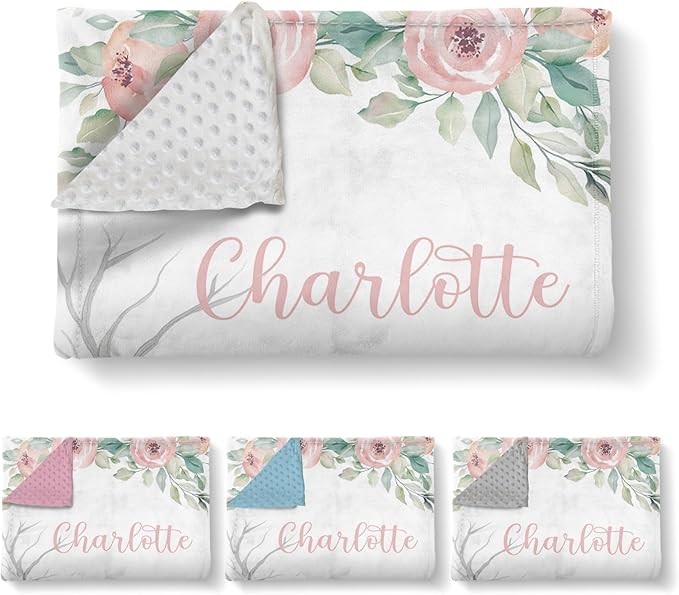 Custom Name Crib Bedding Set, 3 Pcs Personalized Baby Crib Bedding Set, Soft Pink Forest Animals Nursery Crib Sets for Boys Girls, Double Layer Toddler Bedding Set Customized Gifts for Newborn