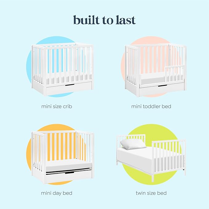 Carter's by DaVinci Colby 4-in-1 Convertible Mini Crib with Trundle Drawer in White, Greenguard Gold Certified, Undercrib Storage