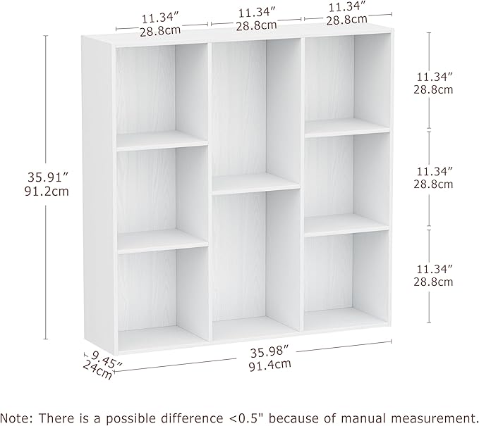 8 Cube Storage Organizer, Wooden Cube Shelves with Closed Back Panel, Reversible Bookcase, Cubes Closet Organizer for Home, Living Room, Kids Room, Office, Bedroom, Study, Hallway