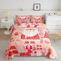 Feelyou Cute Santa Claus Bedding Set for Kids Boys Girls Queen Size Xmas Deer Elk Decor Comforter Set Ultra Soft Comforter Xmas Tree Duvet Quilt Bedroom Decor Christmas Decor Quilt