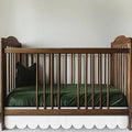 White Scalloped Crib Skirt 28"x 52" with 14" Drop Pleated Dust Ruffle with Split Corners for Baby Boys Girls Soft 4-Sided Crib Bed Skirt Nursery Standard Toddler Bedding