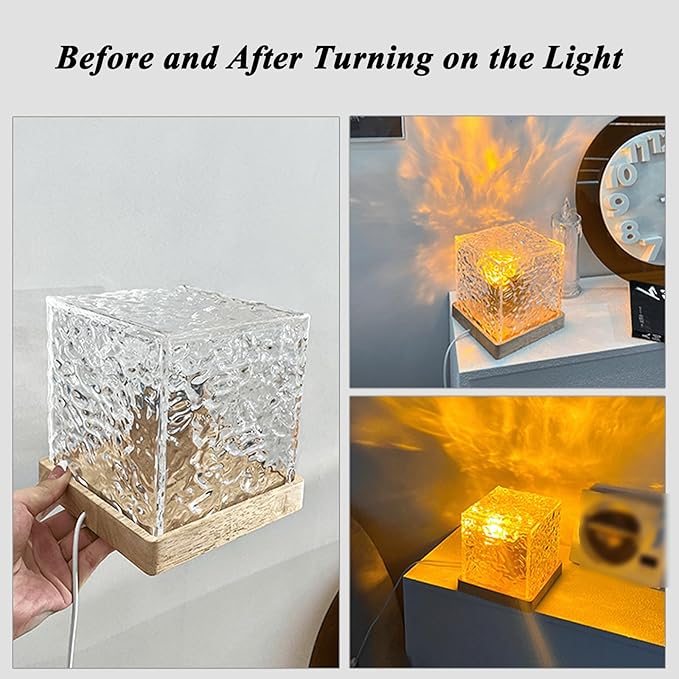 Aurora Borealis Night Light Projector, Aurora Dreamscape Projector, Magical Northern Lights for Your Room, 3/16 Colors Ambient Dynamic Wave Cube Lamp with Remote (3 Colors Plug-in, Wood)