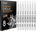 SFAIH Liquid Chalk Markers for Bhalkboard - White 8 Pack 0.7mm Fine Tip, Wet Erase Chalk Marker for Chalkboard, Menu, Bistro, Signs, Windows, Glass, Labels, Dust-Free [1s Wet Wipe] - No Residue