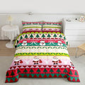 Feelyou Merry Christmas Tree Bedding Set Soft for Boys Girls, Cute Snowman Comforter Set Toddler Size Santa Claus Duvet Quilt Microfiber Cartoon Bowknot Bedroom Decor 2 Pcs with 1 Pillow Cases