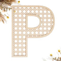 Wooden Rattan Letters 8 inch Wood Letters P for Wall Decor Crafts Boho Nursery Decor for Baby Shower Wedding Bedroom Name Signs Large Rustic Letter Home Decoration