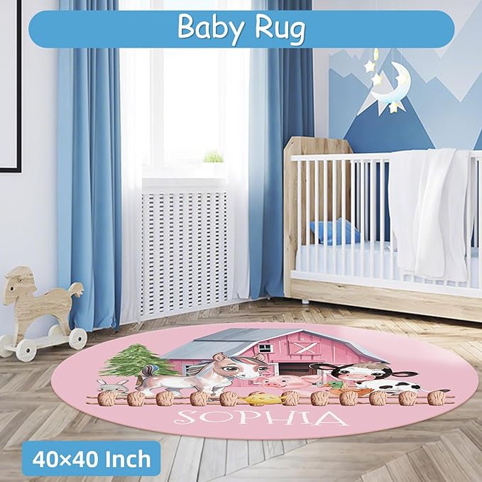 Personalized Baby Crib Bedding Set, 5 Pcs Custom Name Nursery Bedding Set for Baby Boys Girls, Farm Animals Crib Set, Double Layer, Toddler Crib Bedding, Infant Newborn Customized Gifts