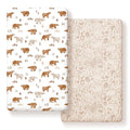 Stretchy Ultra Soft Jersey Knit Fitted Crib Sheets Set 2 Pack，Universal Fit All Standard Crib Mattress Pads Safe and Snug, Crib Fitted Sheet for Boys and Girls, Cute Animals Print