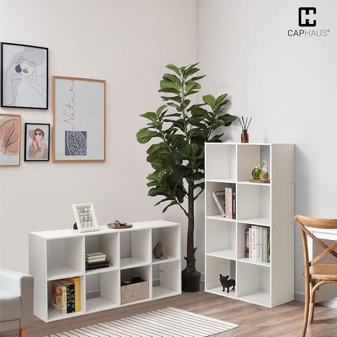 CAPHAUS 11-Inch Cube Storage Organizer Shelf, Home Storage Shelf Divider w/Back, 6-Cube Storage Bookcase, White