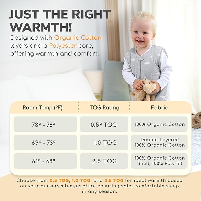 Mama Cheetah Toddler Sleep Sack with Feet 3T-4T, 2.5 TOG Organic Cotton Baby Sleeping Bag with Legs, Winter Baby Wearable Blankets for Early Walker L