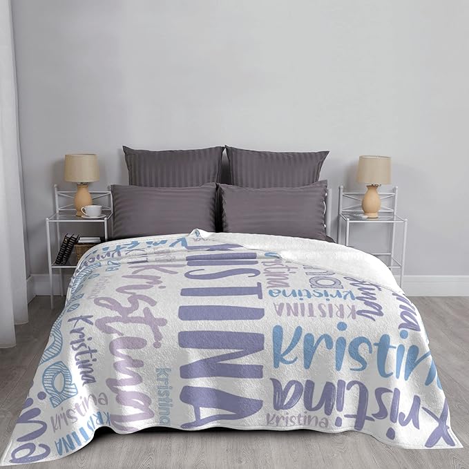 Dr.TOUGH Personalized Blankets with Name Customized Baby Blankets for Girls Boys Adults Monogrammed Blankets and Throws Christmas Birthday Mothers Fathers Valentines Day Gift (Light Purple,50''×60'')