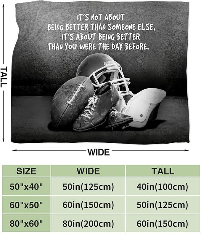 Tijuboni Football Sports Throw Blanket Rugby Gifts for Men Boys Women Girls Kids Adults Soft Flannel Fleece Blanket for Couch Sofa Bed Home Decor 40"x50"